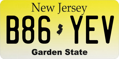 NJ license plate B86YEV