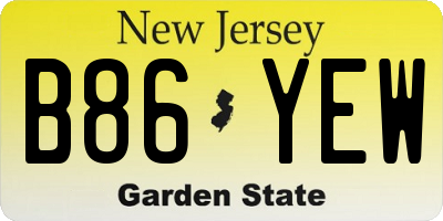 NJ license plate B86YEW