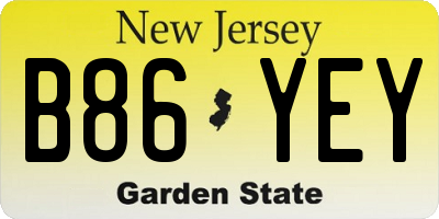NJ license plate B86YEY