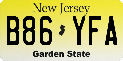 NJ license plate B86YFA