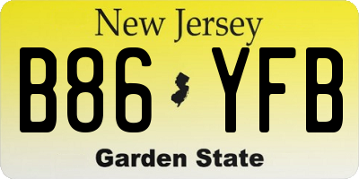 NJ license plate B86YFB