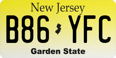 NJ license plate B86YFC