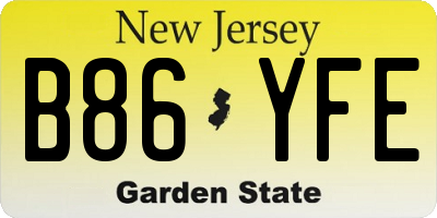 NJ license plate B86YFE