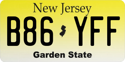 NJ license plate B86YFF