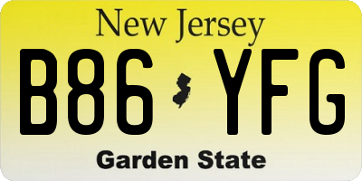 NJ license plate B86YFG
