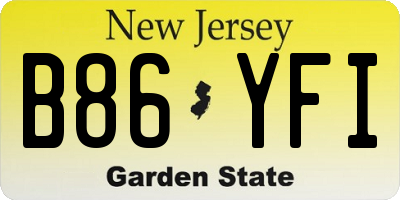 NJ license plate B86YFI
