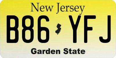 NJ license plate B86YFJ
