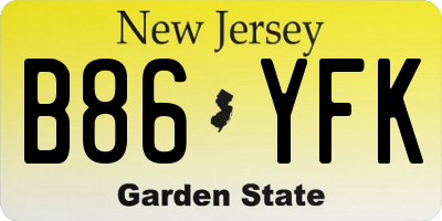 NJ license plate B86YFK