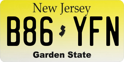 NJ license plate B86YFN