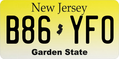 NJ license plate B86YFO
