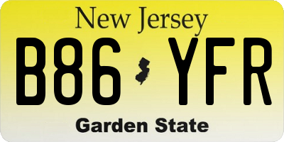 NJ license plate B86YFR