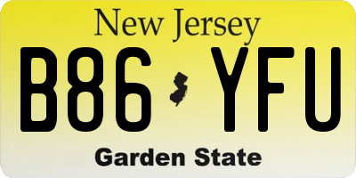NJ license plate B86YFU