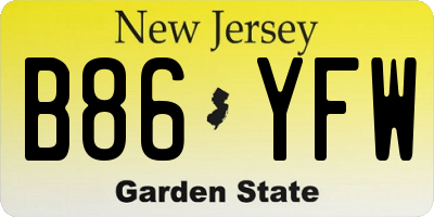 NJ license plate B86YFW