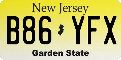NJ license plate B86YFX