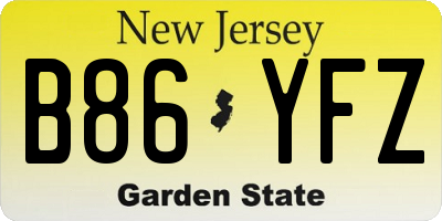 NJ license plate B86YFZ