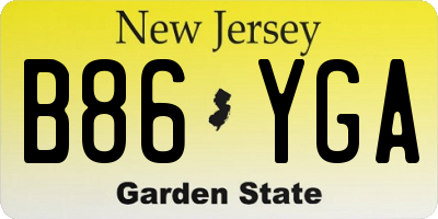 NJ license plate B86YGA