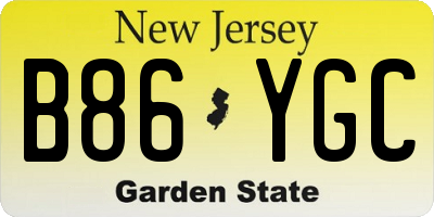 NJ license plate B86YGC