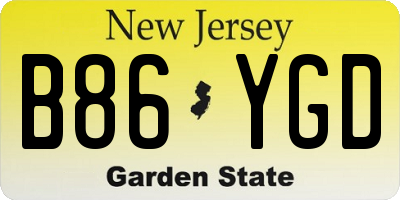NJ license plate B86YGD