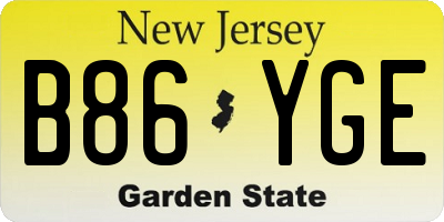 NJ license plate B86YGE
