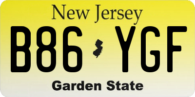 NJ license plate B86YGF