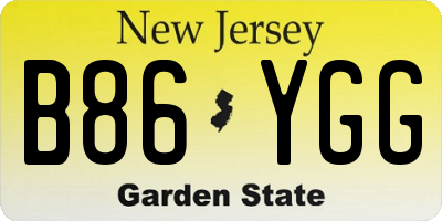 NJ license plate B86YGG