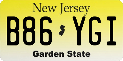 NJ license plate B86YGI