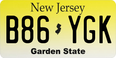 NJ license plate B86YGK