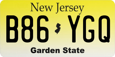 NJ license plate B86YGQ
