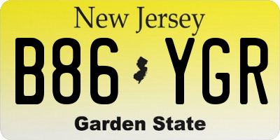 NJ license plate B86YGR