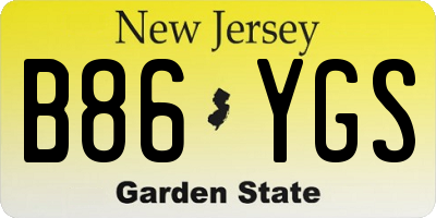 NJ license plate B86YGS