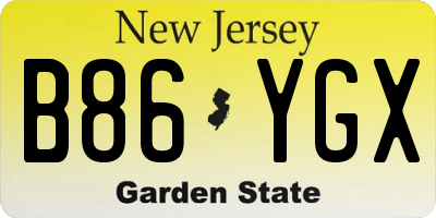 NJ license plate B86YGX