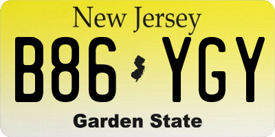 NJ license plate B86YGY