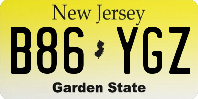 NJ license plate B86YGZ