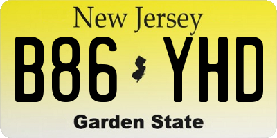 NJ license plate B86YHD