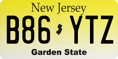 NJ license plate B86YTZ