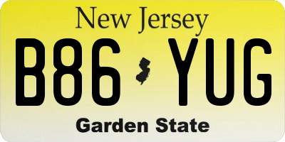 NJ license plate B86YUG