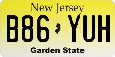 NJ license plate B86YUH