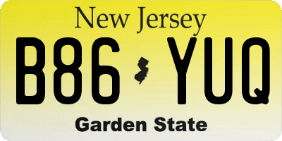 NJ license plate B86YUQ