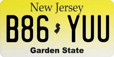 NJ license plate B86YUU