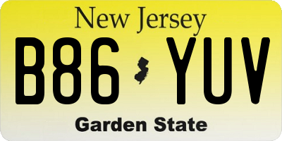 NJ license plate B86YUV