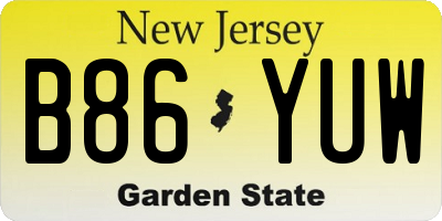 NJ license plate B86YUW