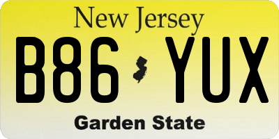 NJ license plate B86YUX
