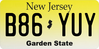 NJ license plate B86YUY