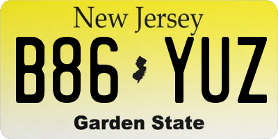 NJ license plate B86YUZ