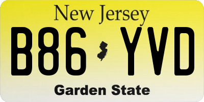 NJ license plate B86YVD