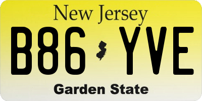 NJ license plate B86YVE