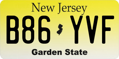 NJ license plate B86YVF