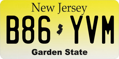 NJ license plate B86YVM