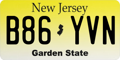 NJ license plate B86YVN