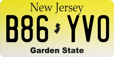 NJ license plate B86YVO